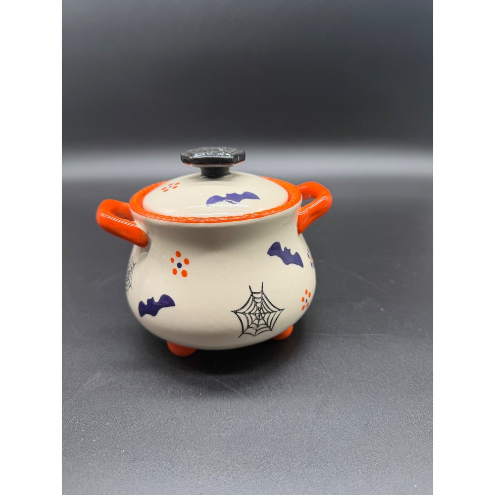 Temp-tations by Tara Boofetti Halloween Cauldron 16oz Ceramic Crock with Lid